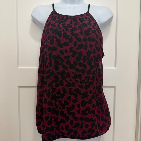 Express Halter Bubble-Hem Cami Red/Black Animal Print M - Picture 4 of 11